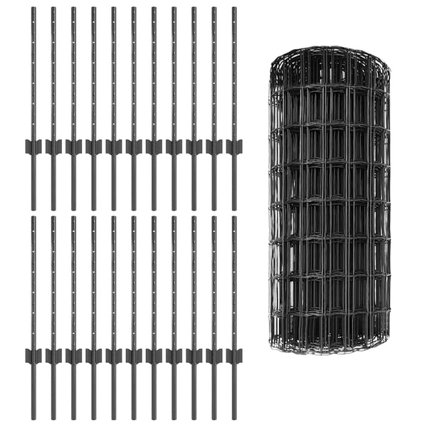 Euroaita with Post 50 x 0,6 m PVC-pinnoitettu teräs Harmaa
