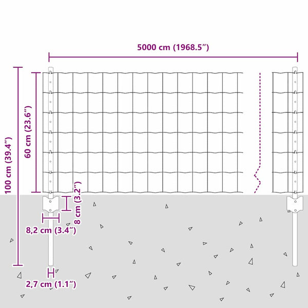 Euroaita with Post 50 x 0,6 m PVC-pinnoitettu teräs Harmaa