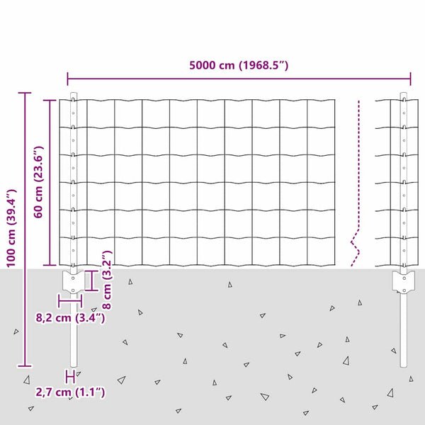 Euroaita with Post 50 x 0,6 m PVC-pinnoitettu teräs Harmaa