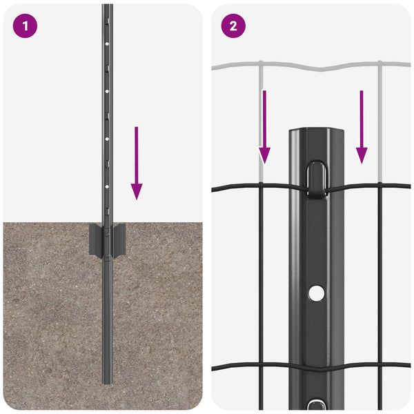 Euroaita with Post 10 x 0,8 m PVC-pinnoitettu teräs Harmaa