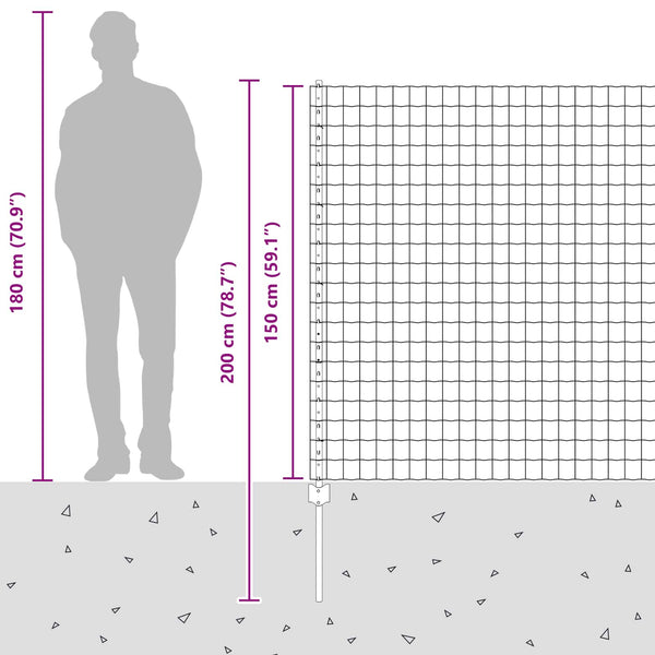 Euroaita with Post 10 x 1,5 m PVC-pinnoitettu teräs Harmaa