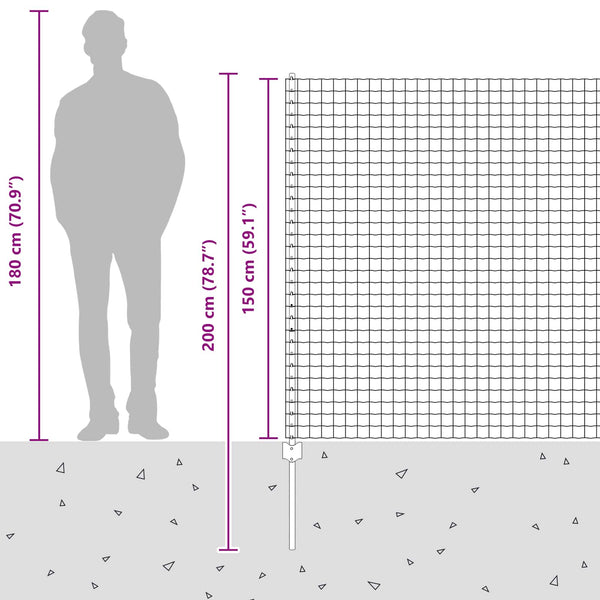 Euroaita with Post 10 x 1,5 m Galvanoitu teräs Hopea Verkko