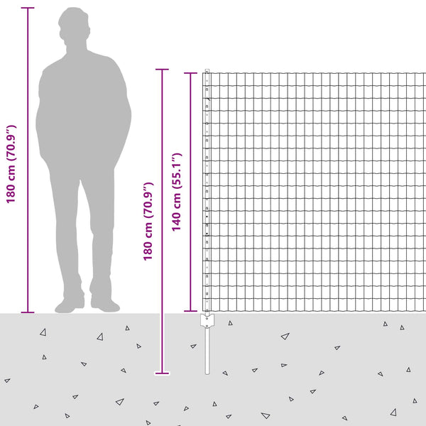 Euroaita with Post 10 x 1,4 m Galvanoitu teräs Hopea Verkko