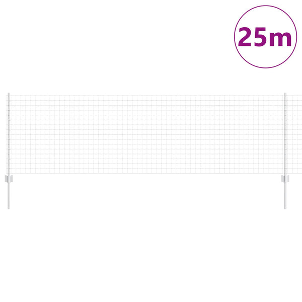 Euroaita with Post 25 x 0,8 m Galvanoitu teräs Hopea Verkko