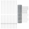 Euroaita with Post 25 x 1,2 m Galvanoitu teräs Hopea Verkko