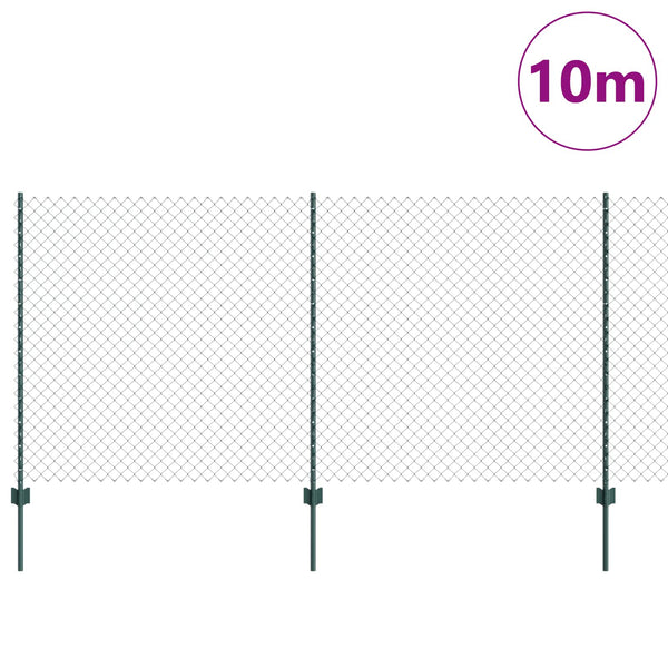 Ketjuaidalla varustettu aita 10 x 1,2 m PVC-pinnoitettu teräs