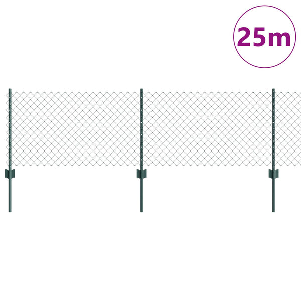 Ketjuaidalla varustettu aita 25 x 0,6 m PVC-pinnoitettu teräs
