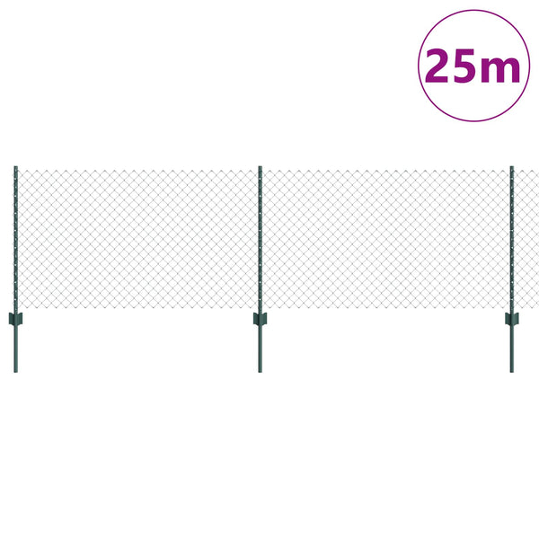 Ketjuaidalla varustettu aita 25 x 0,8 m PVC-pinnoitettu teräs