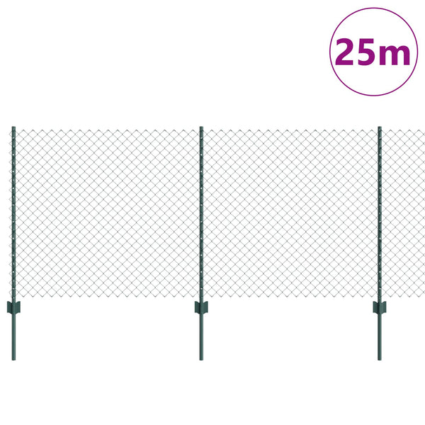 Ketjuaidalla varustettu aita 25 x 1 m PVC-pinnoitettu teräs