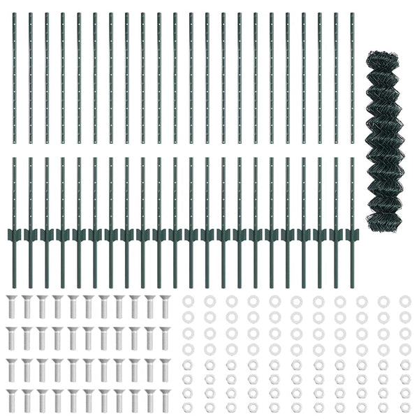 Ketjuaidalla varustettu aita 25 x 1 m Galvanoitu teräs Vihreä