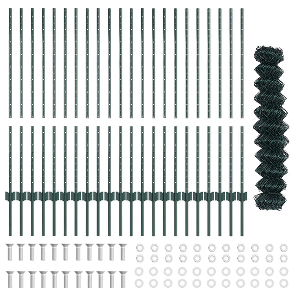 Ketjuaidalla varustettu aita 25 x 1,2 m PVC-pinnoitettu teräs