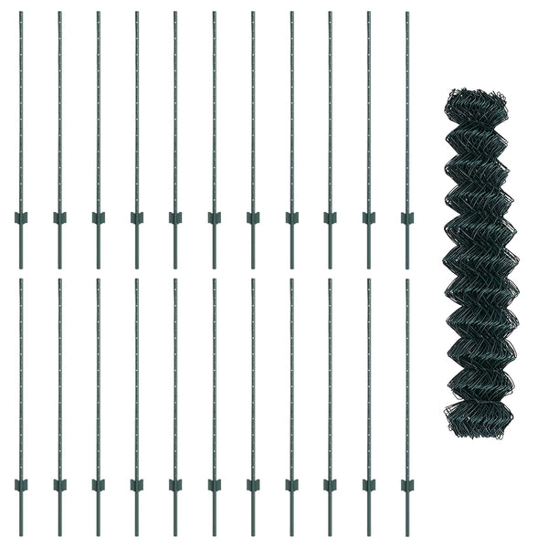 Ketjuaidalla varustettu aita 25 x 1,2 m PVC-pinnoitettu teräs