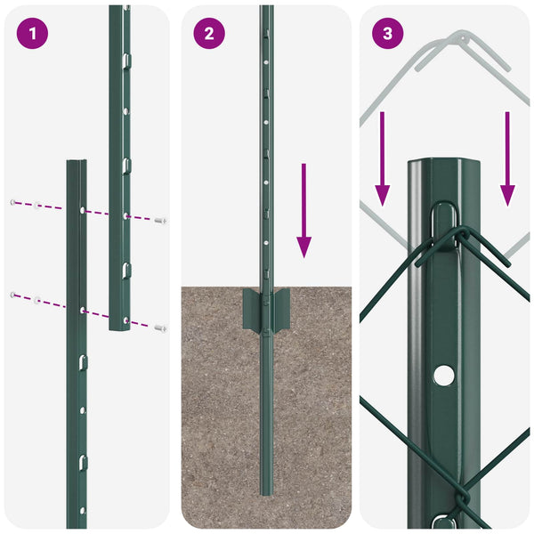 Ketjuaidalla varustettu aita 25 x 1,2 m PVC-pinnoitettu teräs