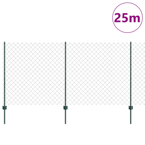 Ketjuaidalla varustettu aita 25 x 1,2 m PVC-pinnoitettu teräs