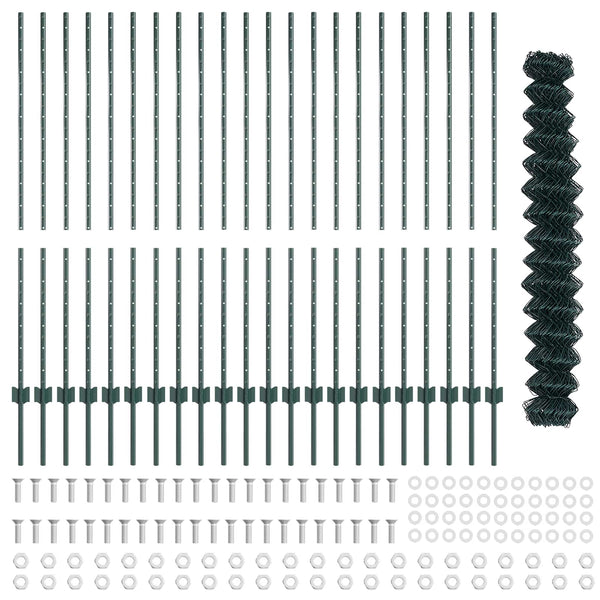 Ketjuaidalla varustettu aita 25 x 1,4 m PVC-pinnoitettu teräs