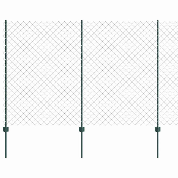 Ketjuaidalla varustettu aita 25 x 1,5 m Galvanoitu teräs Vihreä