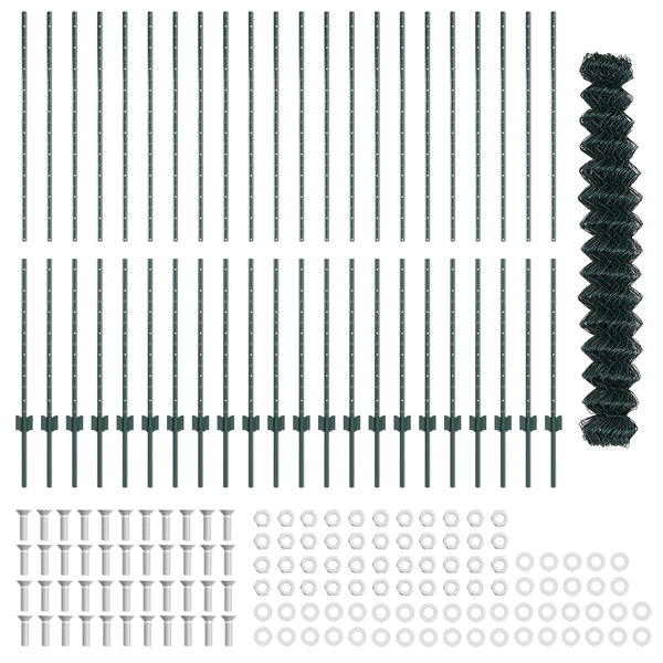 Ketjuaidalla varustettu aita 25 x 1,6 m PVC-pinnoitettu teräs