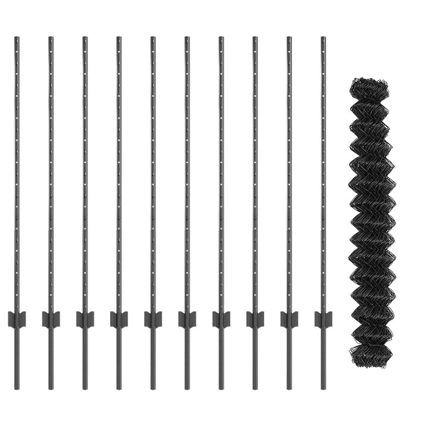 Ketjuaidalla varustettu aita 10 x 1,2 m PVC-pinnoitettu teräs