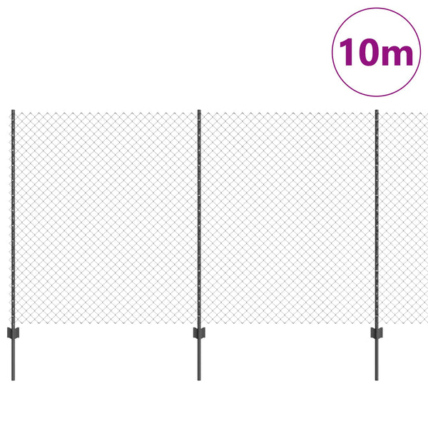Ketjuaidalla varustettu aita 10 x 1,4 m PVC-pinnoitettu teräs