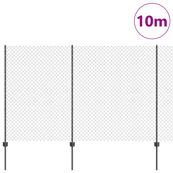 Ketjuaidalla varustettu aita 10 x 1,5 m PVC-pinnoitettu teräs