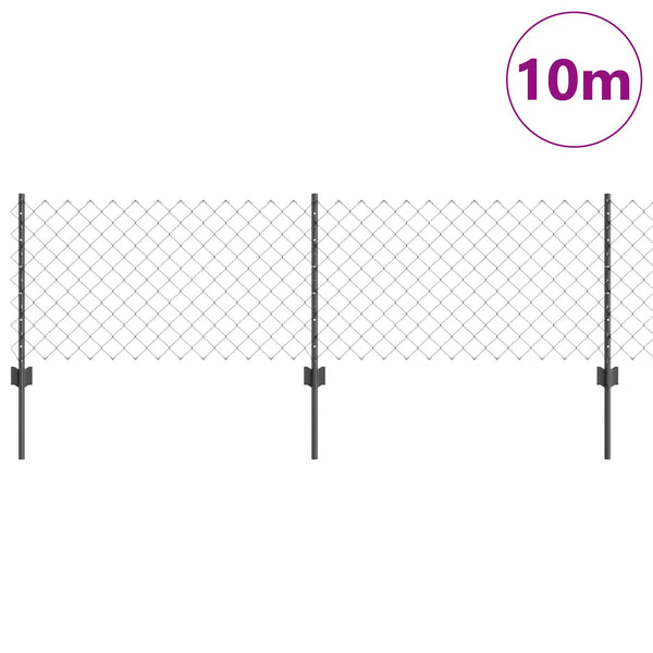 Ketjuaidalla varustettu aita 10 x 0,6 m PVC-pinnoitettu teräs