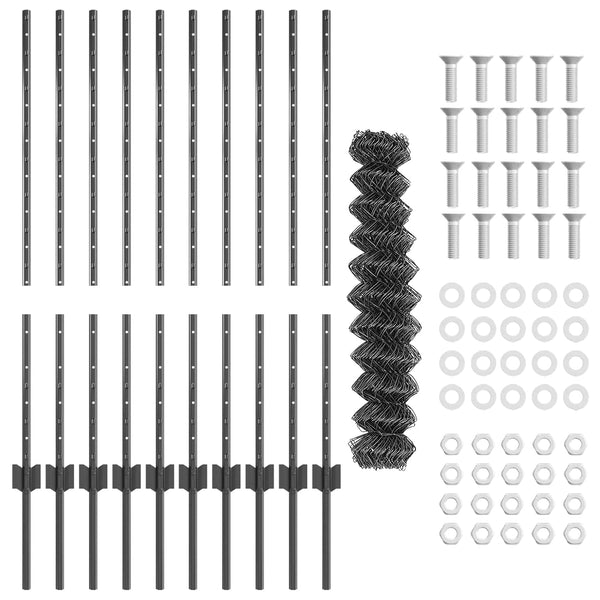 Ketjuaidalla varustettu aita 10 x 1 m PVC-pinnoitettu teräs