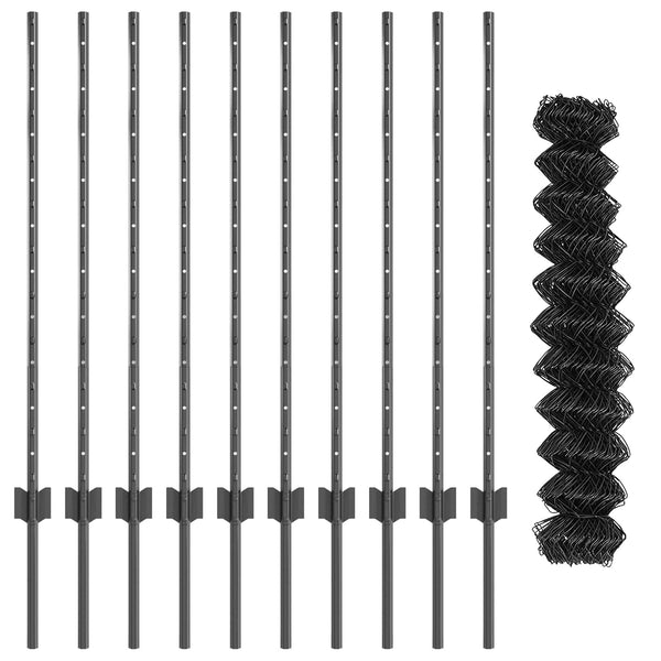 Ketjuaidalla varustettu aita 10 x 1 m PVC-pinnoitettu teräs