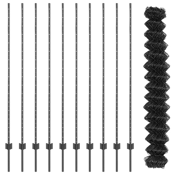 Ketjuaidalla varustettu aita 10 x 1,6 m PVC-pinnoitettu teräs