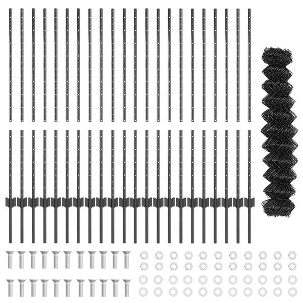 Ketjuaidalla varustettu aita 25 x 1,2 m PVC-pinnoitettu teräs