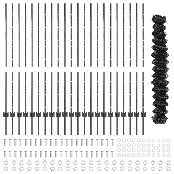 Ketjuaidalla varustettu aita 25 x 1,4 m PVC-pinnoitettu teräs