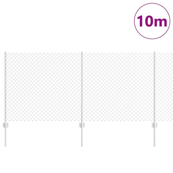 Ketjuaidalla varustettu aita 10 x 1 m Galvanoitu teräs Hopea