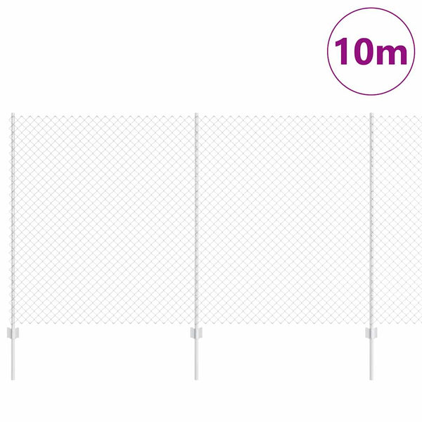 Ketjuaidalla varustettu aita 10 x 1,4 m Galvanoitu teräs Hopea