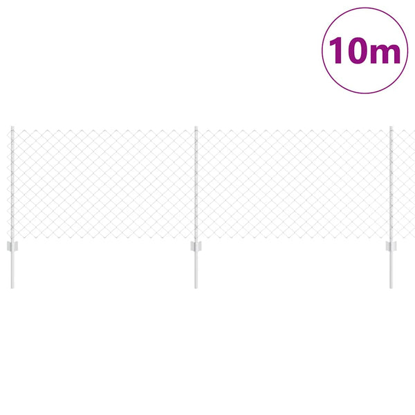 Ketjuaidalla varustettu aita 10 x 0,8 m Galvanoitu teräs Hopea