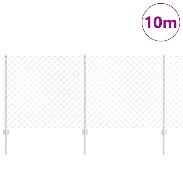 Ketjuaidalla varustettu aita 10 x 1 m Galvanoitu teräs Hopea