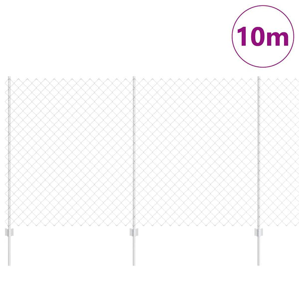 Ketjuaidalla varustettu aita 10 x 1,4 m Galvanoitu teräs Hopea