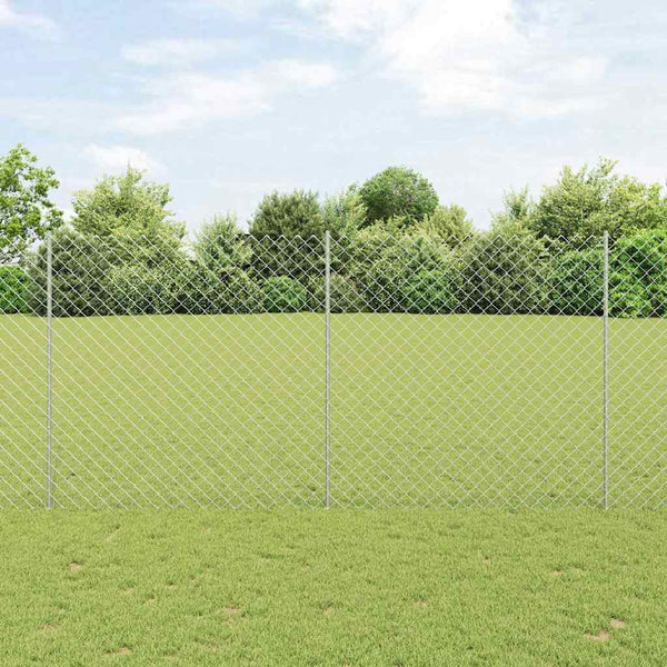 Ketjuaidalla varustettu aita 10 x 1,5 m Galvanoitu teräs Hopea