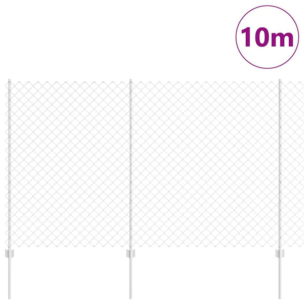 Ketjuaidalla varustettu aita 10 x 1,5 m Galvanoitu teräs Hopea