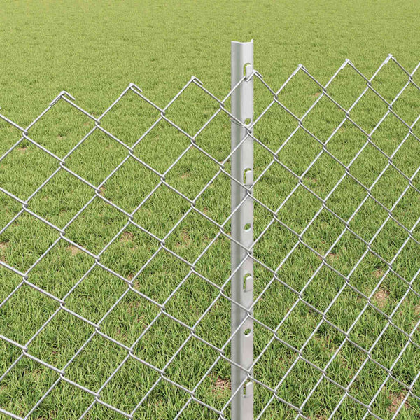 Ketjuaidalla varustettu aita 25 x 0,8 m Galvanoitu teräs Hopea
