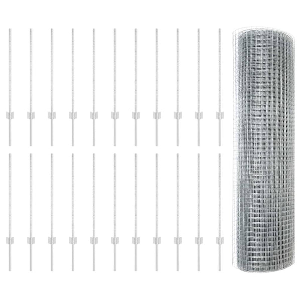 Käytävä suljettu langoitettu aitarakenne 50 x 0,8 m Hopea