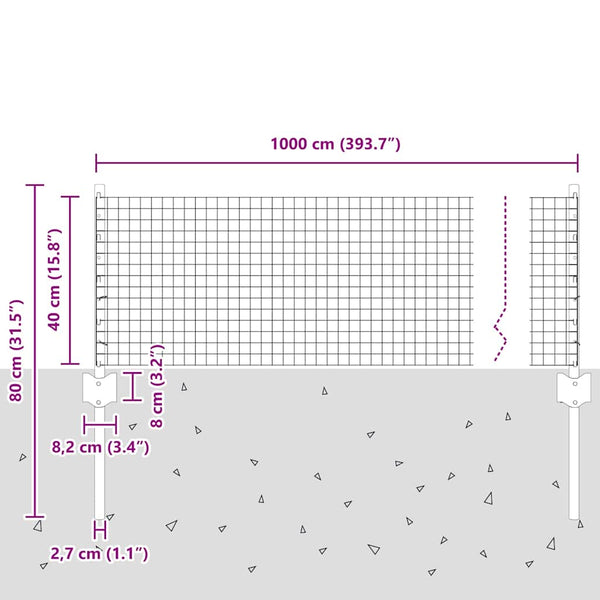 Käytävä suljettu langoitettu aitarakenne 10 x 0,4 m Vihreä