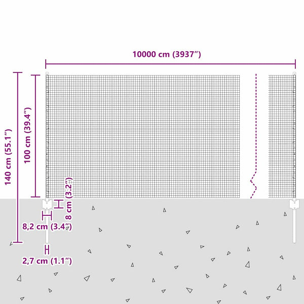 Käytävä suljettu langoitettu aitarakenne 100 x 1 m Vihreä