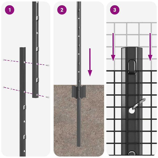 Käytävä suljettu langoitettu aitarakenne 10 x 1,5 m Harmaa
