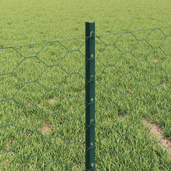 Kuusikulmainen aita pylväällä 10 x 0,4 m PVC-pinnoitettu teräs