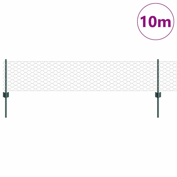 Kuusikulmainen aita pylväällä 10 x 0,4 m PVC-pinnoitettu teräs