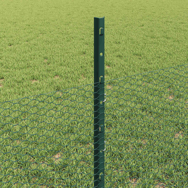 Kuusikulmainen aita pylväällä 10 x 0,5 m PVC-pinnoitettu teräs