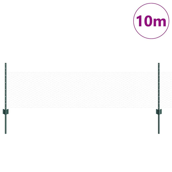 Kuusikulmainen aita pylväällä 10 x 0,5 m PVC-pinnoitettu teräs