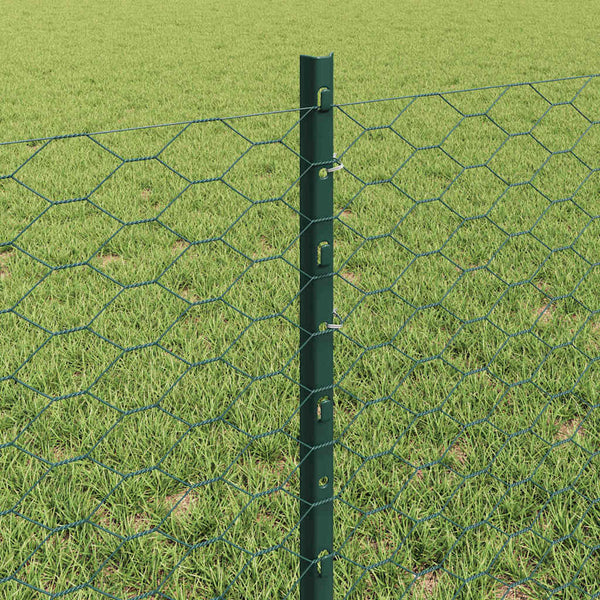 Kuusikulmainen aita pylväällä 10 x 0,6 m PVC-pinnoitettu teräs