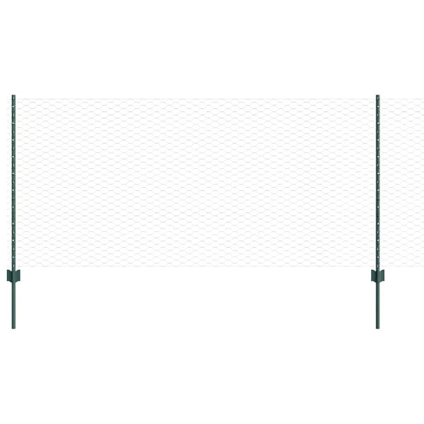 Kuusikulmainen aita pylväällä 10 x 1 m PVC-pinnoitettu teräs