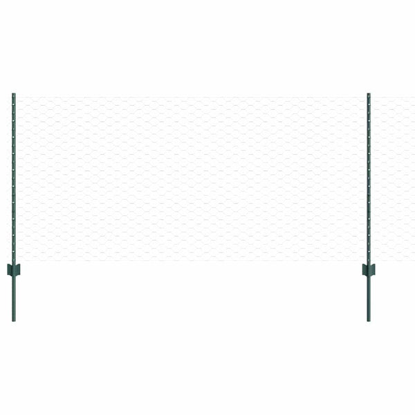 Kuusikulmainen aita pylväällä 10 x 1 m PVC-pinnoitettu teräs