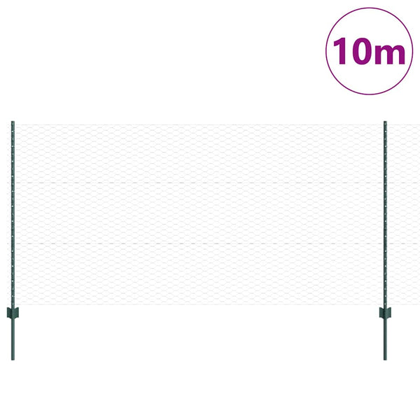 Kuusikulmainen aita pylväällä 10 x 1,2 m PVC-pinnoitettu teräs